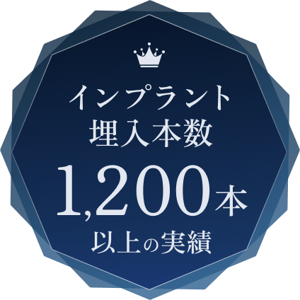 インプラント埋入本数1,200本以上の実績